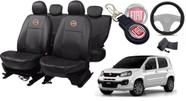 Kit de Capas de Couro para Uno 2014 - Couro Impermeável + Chaveiro + Capa de Volante