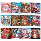 Kit de cartões de Natal DIY 5D com pintura de diamante, pacote com 12, 15x15cm
