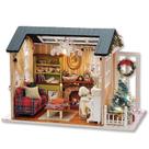 Kit de casa de bonecas de madeira em miniatura com móveis