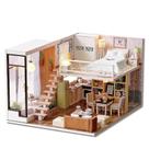 Kit de casa de bonecas de madeira em miniatura com móveis