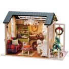 Kit de casa de bonecas em miniatura DIY Casa de madeira 3D realista Kit de casa de bonecas em miniatura DIY Casa de madeira 3D realista
