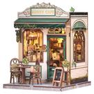 Kit de casa de bonecas em miniatura Fsolis Book Nook Sunny Cafe com decoração