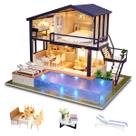 Kit de casa de bonecas em miniatura GudoQi Time Apartment com música 1:24
