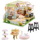 Kit de casa de bonecas em miniatura WonderfulC Cat Cafe Wooden DIY
