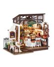 Kit de casa em miniatura RoWood No.17 Café com LED para adultos