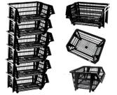 Kit De Cesto Empilhavel Expositor Organizador Preto 6 Un