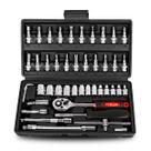 Kit De Chave De Catraca De 46 Peças Allen Torks Fenda Soquete Aço Inoxidável Maleta Transporte Kit De Chave De Catraca De 46 Peças Allen Torks Fenda Soquete Aço Inoxidável Maleta Transporte
