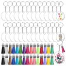 Kit de chaveiros de acrílico Audab com espaços em branco e borlas transparentes Kit de chaveiros de acrílico Audab com espaços em branco e borlas transparentes
