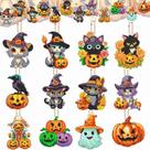 Kit de chaveiros Demonwer Halloween Cat Diamond de 12 peças