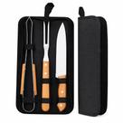 Kit de Churrasco 3 Peças em Aço Inox com Cabo de Madeira e Estojo Portátil para Assar Cheguei BR Kit de Churrasco 3 Peças em Aço Inox com Cabo de Madeira e Estojo Portátil para Assar Cheguei BR