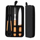 Kit de Churrasco 3 Peças em Aço Inox com Cabo de Madeira + E