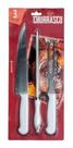 Kit De Churrasco 3 Peças Faca Garfo Chaira