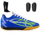 Kit de Chuteira Indoor Futsal + Meião e Caneleira Adulta
