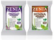 Kit de coloração de cabelo Zenia 100% puro índigo em pó e henna 100g
