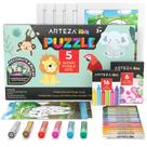 Kit de colorir Arteza Kids 5 Safari Jigsaw Puzzles com suprimentos