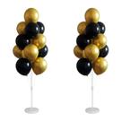 Kit de coluna de balão IMISNO com balão cromado metálico preto e dourado