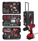 Kit de conjunto de ferramentas KINGTOOL 286 PCS com caixa de ferramentas rolante, furadeira de 21 V