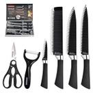 Kit de Conjunto Facas Tesoura Descascador Cozinha Gourmet 6 Peças Preto