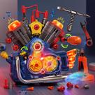 Kit de construção de motores Jovow Kids Mechanic Toys com luz e música