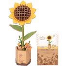 Kit de construção fácil para adultos com quebra-cabeça de madeira ROBOTIME 3D Sunflower