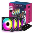 Kit de Cooler Para Gabinete Round5 Aurora Black FW ARGB Com 3 Fans 120mm 7420