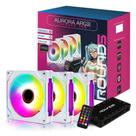 Kit de Cooler Para Gabinete Round5 Aurora White FW ARGB Com 3 Fans 120mm 7419