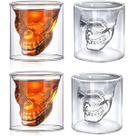 Kit De Copo Caveira Vidro Duplo 75ml 4 Peças Whisky Shot