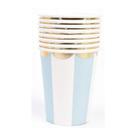 Kit de Copos Listras Celestes Azul 270ml - 10 Unidades