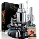 Kit de Coqueteleira 750ml Profissional com Acessórios de Bar e Suporte Rotativo Vitino Carousel