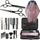 Kit de corte de cabelo Barberplan, 22 unidades com bolsa, tesoura, capa e pentes