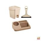 Kit de Cozinha 3 Peças Lixeira com Tampa Rodinho de Pia Porta Detergente Praticidade Organização Ros Kit de Cozinha 3 Peças Lixeira com Tampa Rodinho de Pia Porta Detergente Praticidade Organização Ros