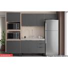 Kit de Cozinha 4 Peças Firenze (2 Aéreos + 1 Balcão + 1 Paneleiro) FMT004 Avena/Grafito - Demóbile Kit de Cozinha 4 Peças Firenze (2 Aéreos + 1 Balcão + 1 Paneleiro) FMT004 Avena/Grafito - Demóbile