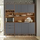 Kit de Cozinha Armário Compacta Viena 8 Portas e 2 Gavetas Lukaliam Móveis Jequitiba com Cinza Fosco