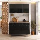 Kit de Cozinha Compacta 120cm em Aço Preto Retrô