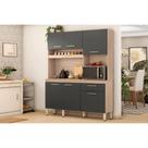 Kit de Cozinha Compacta Álamo c/ 6 Portas e 1 Gaveta 160cm Avena/Grafito - Demóbile