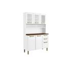 Kit de Cozinha Compacta Bella c/ 6 Portas (3 c/ Vidro) e 2 Gavetas 120cm Branco - Bertolini Kit de Cozinha Compacta Bella c/ 6 Portas (3 c/ Vidro) e 2 Gavetas 120cm Branco - Bertolini
