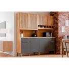 Kit de Cozinha Compacta Concord 8 Portas e 2 Gavetas 200x206cm Amendoa/Chumbo - Ronipa