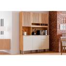 Kit de Cozinha Compacta Moscato 6 Portas e 1 Gaveta 197x151cm Amendoa/Off White - Ronipa