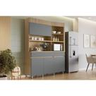 Kit de Cozinha Compacta Realeza c/ 4 Portas 5 Nichos e 2 Gavetas 160cm Carvalho/Titânio - Nesher