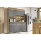 Kit de Cozinha Compacta Realeza c/ 5 Portas e 2 Gavetas 160cm Carvalho/Titânio - Nesher