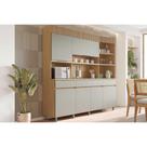 Kit de Cozinha Compacta Realeza c/ 6 Portas e 3 Gavetas 220cm Carvalho/Cinza - Nesher