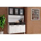Kit de Cozinha Compacta Star New c/ 6 Portas (3 c/ Vidro) e 3 Gavetas Branco/Preto - Telasul