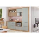 Kit de Cozinha Completa 10 Peças Marquesa (2Aéreos+2Balcões+1Paneleiro+5Complementos) C6P69 Nature/Verde - Nesher