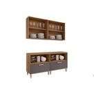 Kit de Cozinha Completa 4 Peças Bella s/ Portas (2Aéreo+2Balcões) 160cm Freijo/Titanium - MGM