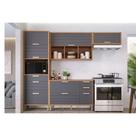 Kit de Cozinha Completa 4 Peças Eloise (2Aéreos+1Balcão+1TorreQuente) C4P181 Freijo/Titanium - MGM