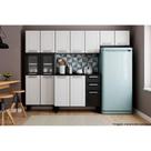 Kit de Cozinha Completa 4 Peças Múltipla (2 Armários + 1 Balcão + 1 Paneleiro) C4P84 Branco/Preto - Bertolini