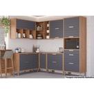 Kit de Cozinha Completa 7 Peças Eloise (3Aéreos+3Balcões+1Paneleiro) CZ029 Freijo/Titanium - MGM
