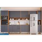 Kit de Cozinha Completa 7 Peças Esplêndida (3Aéreos+2Balcões+1Paneleiro+1TorreQuente) C7P184 Freijo/Titanium - MGM