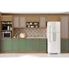 Kit de Cozinha Completa 8 Peças Botanic (3Aéreos+2Balcões+2Paneleiros+1Complemento) s/Pia M651 Nogueira/Verde Oliva - Kappesberg Kit de Cozinha Completa 8 Peças Botanic (3Aéreos+2Balcões+2Paneleiros+1Complemento) s/Pia M651 Nogueira/Verde Oliva - Kappesberg