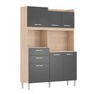 Kit de Cozinha Harmonia 6 Portas 2 Gavetas Avena e Grafite